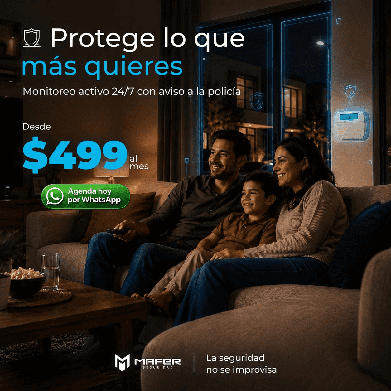 Alarma con monitoreo 24/7